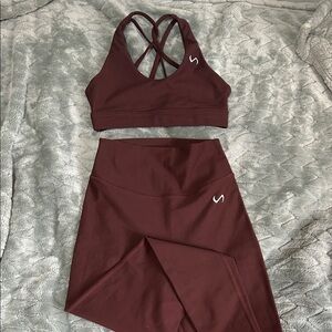 Burgundy Sports Bra and Leggings Set